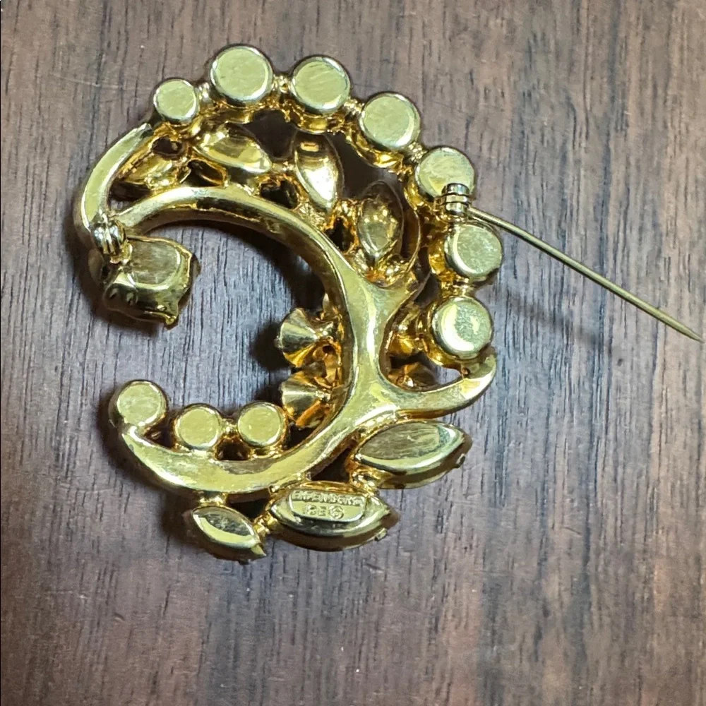 EISENBERG ICE BROOCH CRYSTALS VINTAGE Gold Tone c≈1950s Champagne & Clear STONES